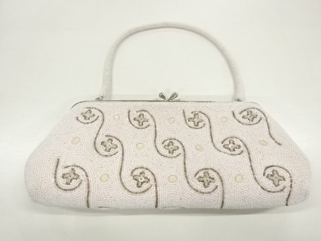 JAPANESE KIMONO / ANTIQUE BAG / BEADS / FLORAL PATTERN